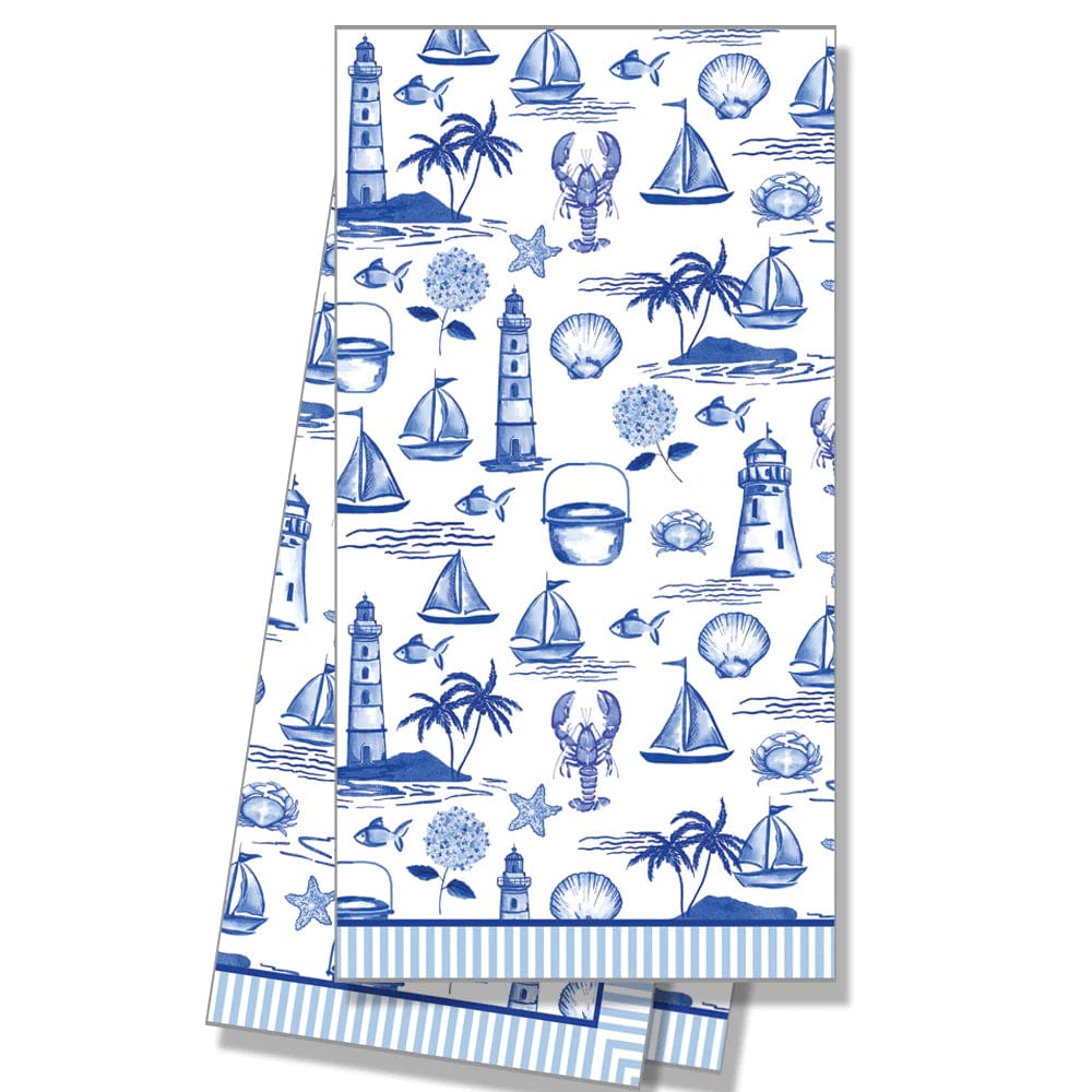 WH Hostess Seaside Toile Tea Towel