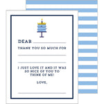 WH Hostess Social Stationary Blue Birthday Cake Fill-in-Blank Card Set