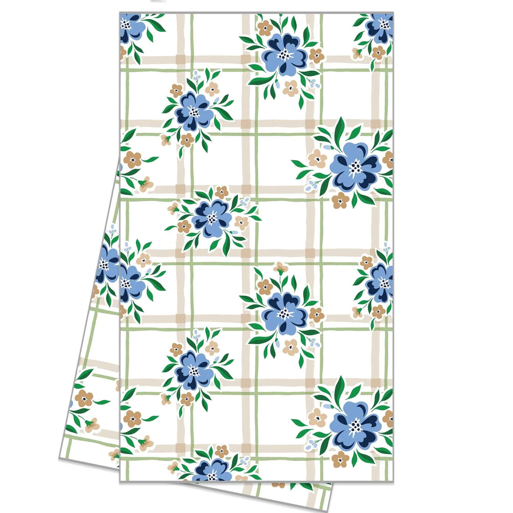 Windowpane Floral Tea Towel