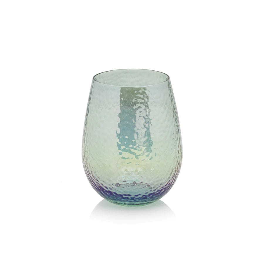 Luster Blue Stemless Wine Glass