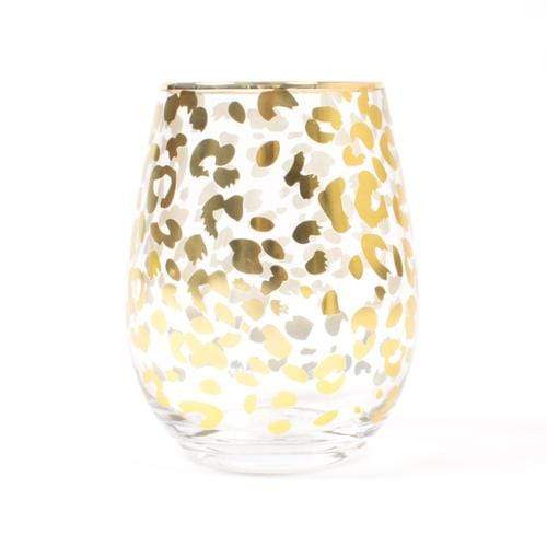 Gold Leopard Stemless Wine at It's So Wright