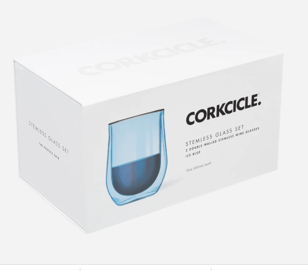 Corkcicle Ice Blue Stemless Glass Set