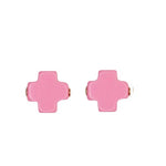 Signature Bright Pink Cross Stud Earrings