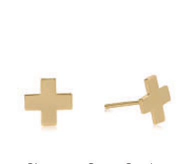 Signature Gold Cross Stud Earrings