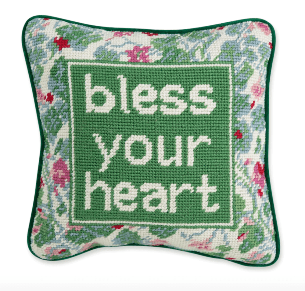 Bless Your Heart Needlepoint Pillow