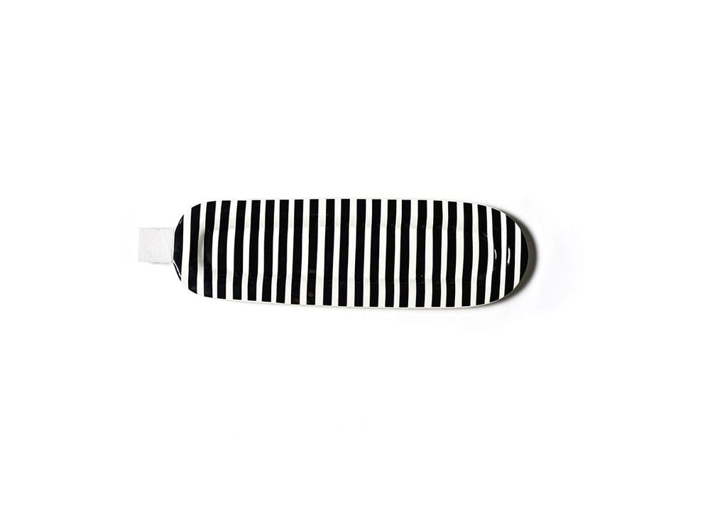 Happy Everything Skinny Oval Entertaining Tray Black Stripe