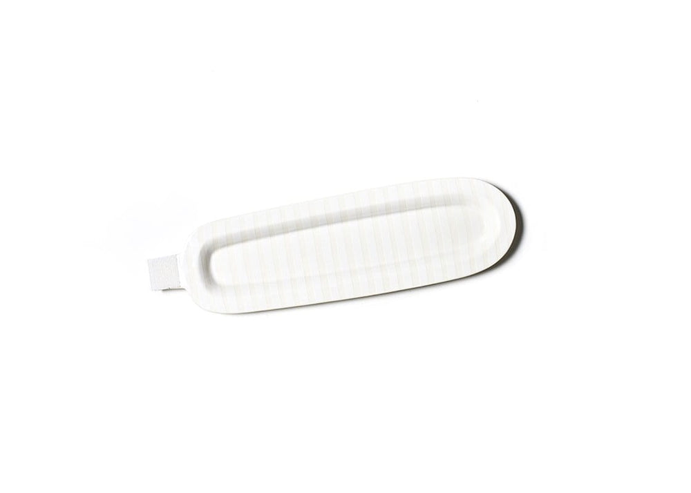 Happy Everything Skinny Oval Entertaining Tray White Stripe