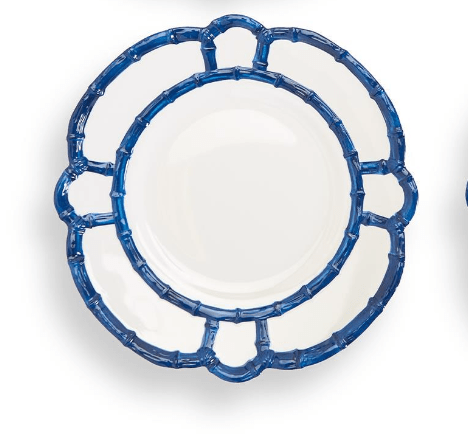 Two's Company Blue Bamboo Melamine Dinner Plate