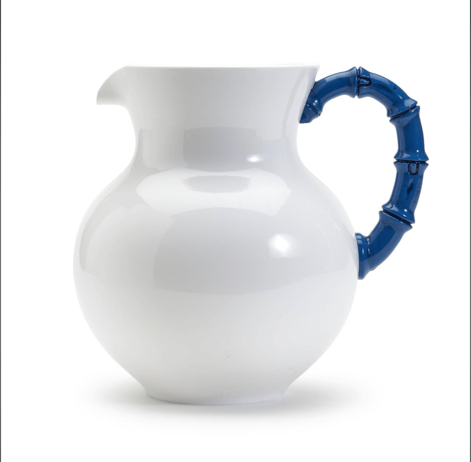 Two's Company Blue Bamboo Pitcher