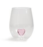 Two's Company Pink Heart Stemless Wine Glass