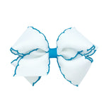 White & Blue Moonstitch Small Bow