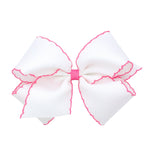 Wee Ones White & Hot Pink Moonstitch King Bow