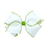 Wee Ones White & Lime Moonstitch Medium Bow
